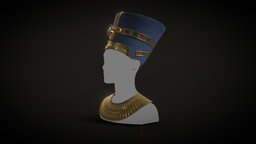 Nefertiti Bust Study archeology, ancient, egypt, nefertiti, jewelry, crown, heritage, culture, remake, pharaoh, queen, collar, restauration, godess, nofretete, art, bust, gold