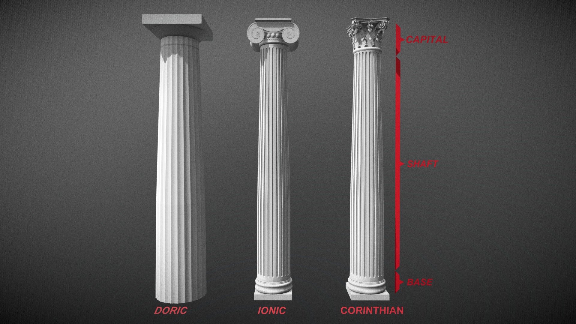 Click here for teaching resources about the architectural parts of a Greek Temple.

 - The Three Orders of Greek Architecture - Buy Royalty Free 3D model by Myles Zhang (@mdzhang) 3d model