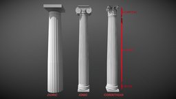 The Three Orders of Greek Architecture rome, greek, greece, corinthian, volute, ionic, roman, doric, abacus, architecture, temple, fluting