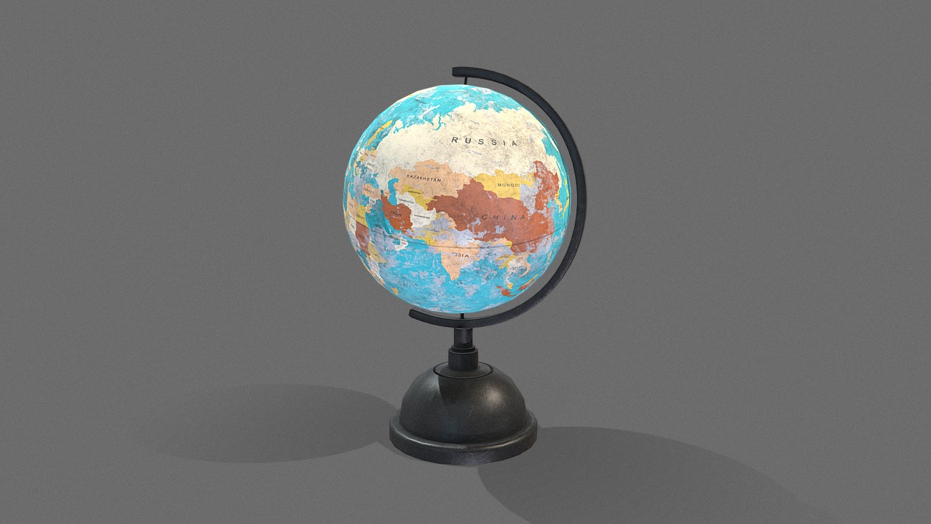 A worn desk globe with stand slowing rotating. Handy prop for any sort of interior environment such as a classroom or an office.

PBR textures @4k - Desk globe - animated - Buy Royalty Free 3D model by Sousinho 3d model