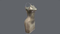 Female Gold Sequin Bodycon Mini Dress mini, club, , fashion, girls, clothes, dance, party, dress, straps, shiny, realistic, real, womens, golden, pretty, wear, spaghetti, evening, pbr, low, poly, female, gold, sequins, bodycon