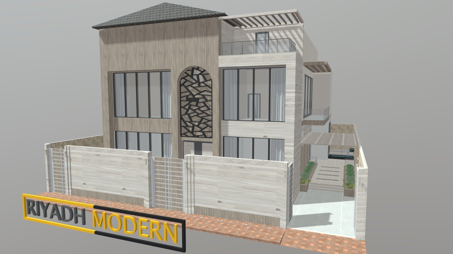 A house with a mixture of ideas
With a modern facade, and doors designed to match the design, with its balcony, there is a basement, a swimming pool and its accessories. It also contains bedrooms and an elevator that serves the floors.
The design is adjustable in materials, and has a large window inside the house from the back, allowing for natural lighting.
Like if you like it. :) - HOME MODERN 4 - Buy Royalty Free 3D model by Riyadh Modern (@naif6633) 3d model