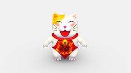 Cartoon Lucky cat cat, pet, fortune, asia, china, lucky, luck, lowpolymodel, blessing, bliss, animal, japanese
