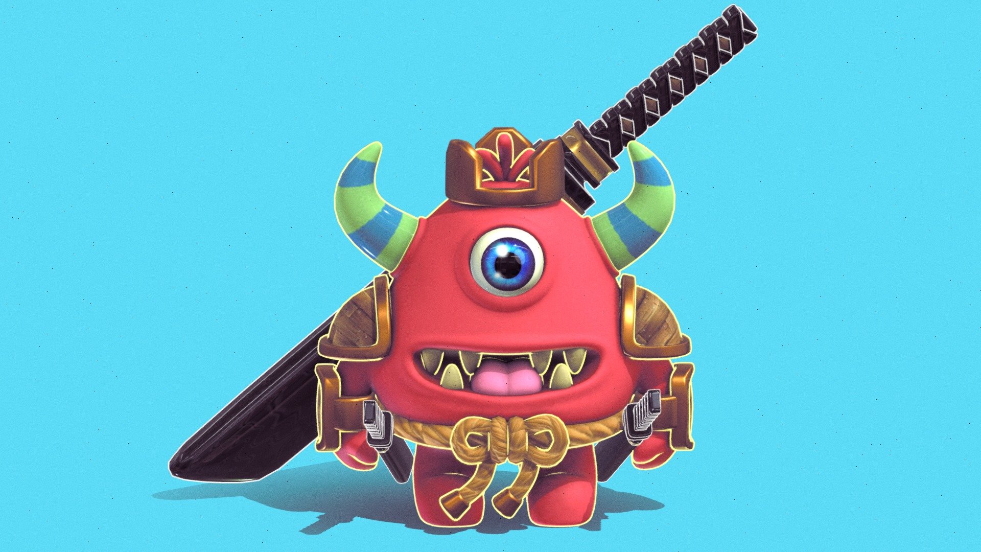 Hi everyone i hope you are doing well. For this week challenge i tried to create a monster inspired by a samurai. all are modeled and texture in blender. I love blender 3d model