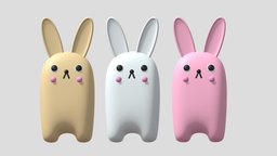 Cartoon Cute Bunny Rabbit rabbit, bunny, toon, cute, little, baby, kid, toy, pet, animals, mascot, mammal, collection, easter, zoo, head, nature, hare, wildlife, character, cartoon, animal