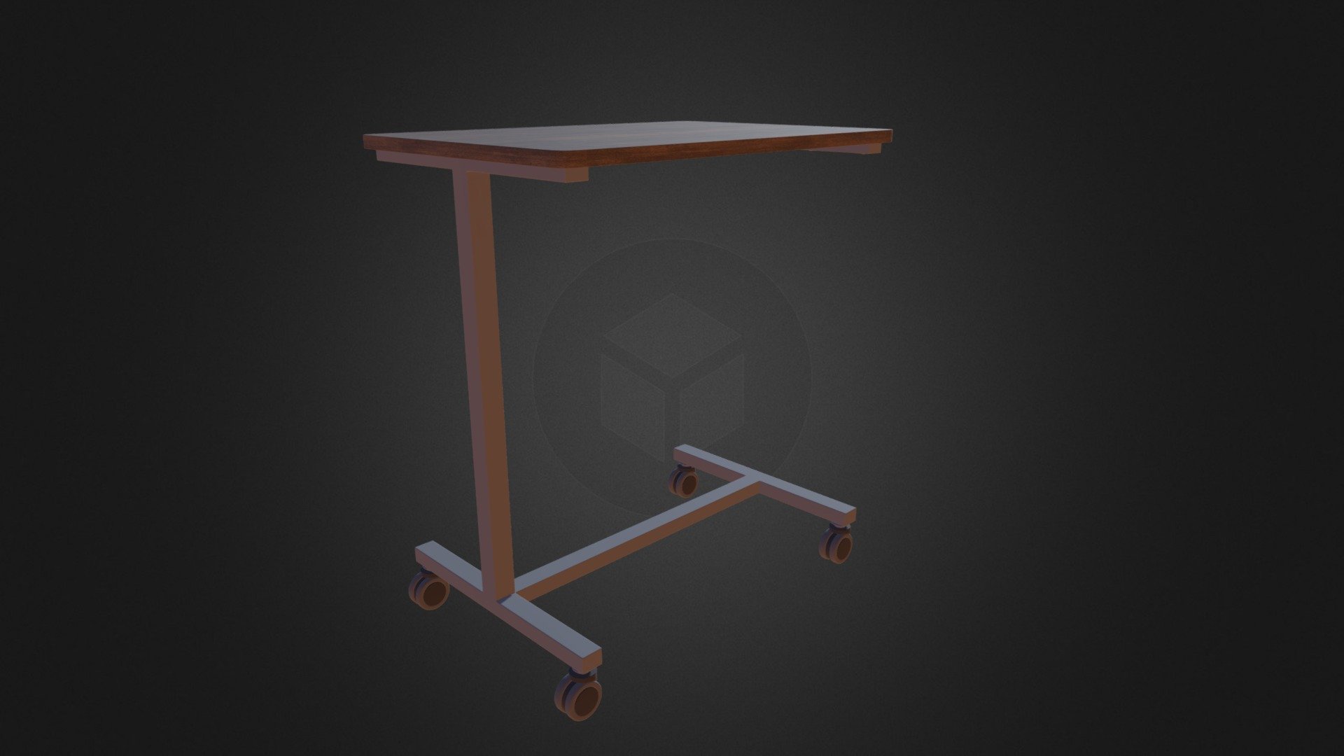3d model of wood-metal hospital bedside table 3d model