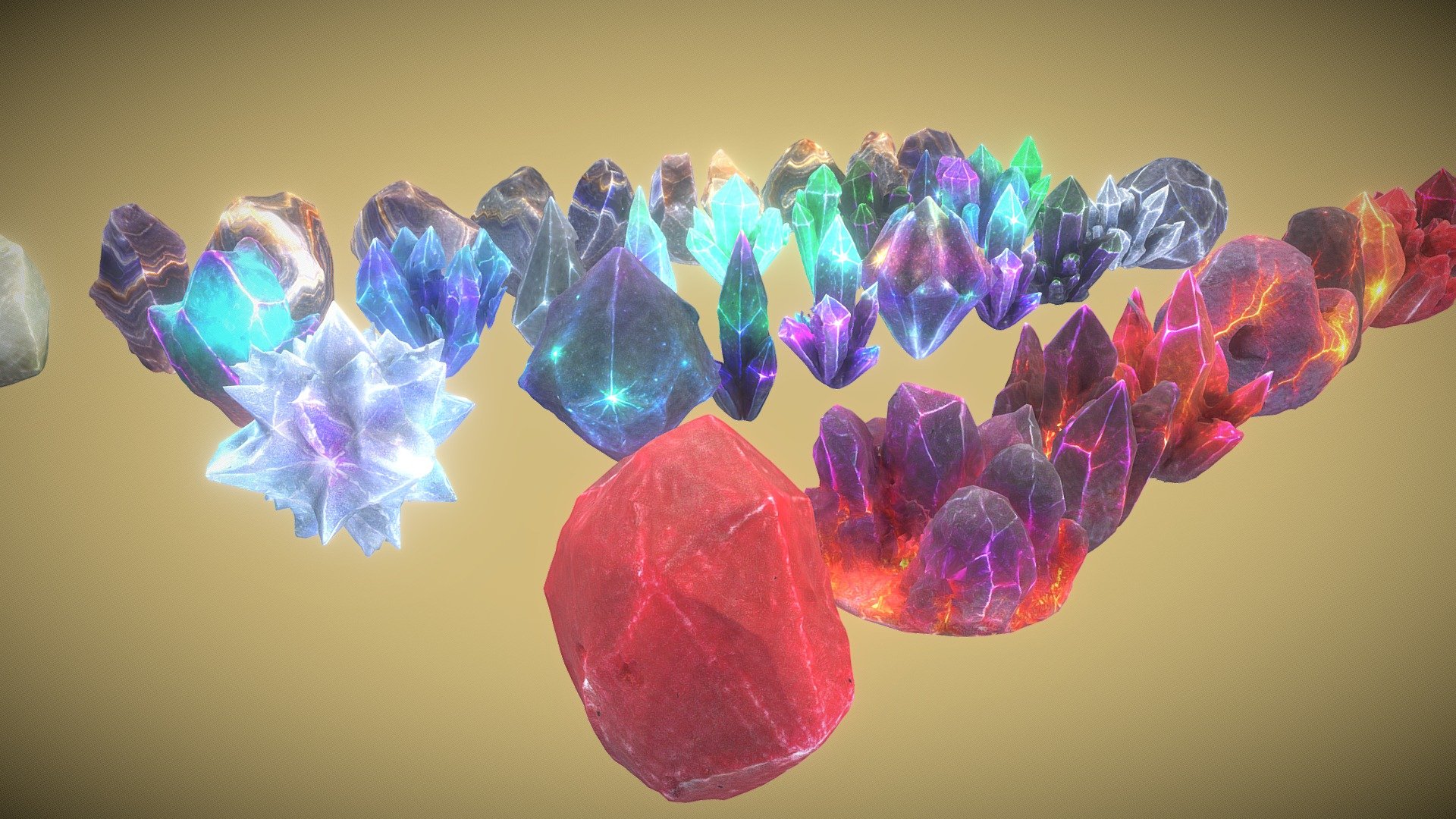 crystals collection
game assets
crystal forms
crystals models - Crystals Collection - Buy Royalty Free 3D model by SAXN 3d model