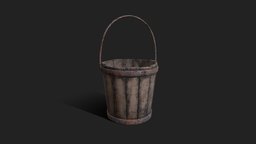 Old Bucket bucket, medieval, rusty, detailed, dirty, metal, water, old, iron, lowpoly