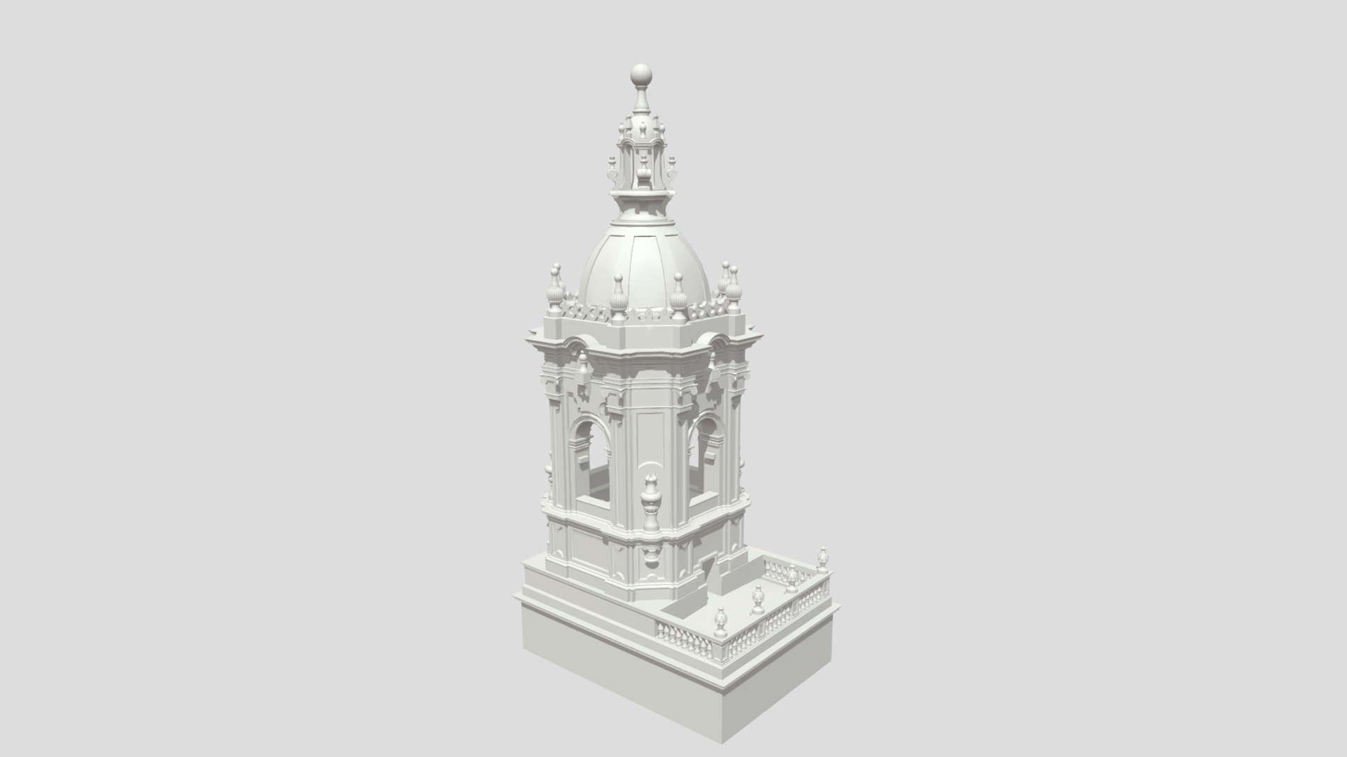 Baroque bell tower built by Francisco de Ibero in 1762 on the old medieval tower of the church of Hondarribia (Gipuzkoa). Model made on the basis of the survey carried out on site, divided into pieces for 3D printing 3d model