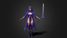 Girl_Warrior character, low-poly