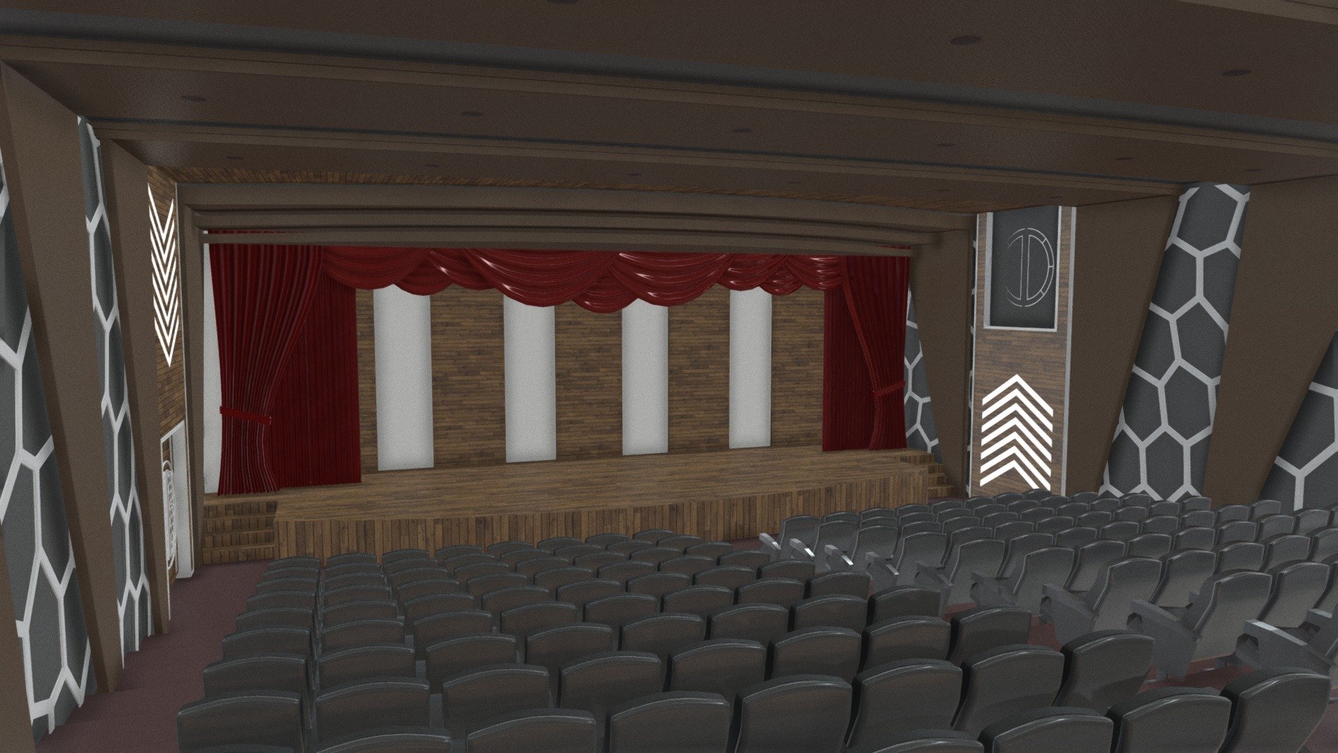 The Theater Hall Concept is fully ready, with a vray rendering engine, impressive looks and a low polygon 3d model