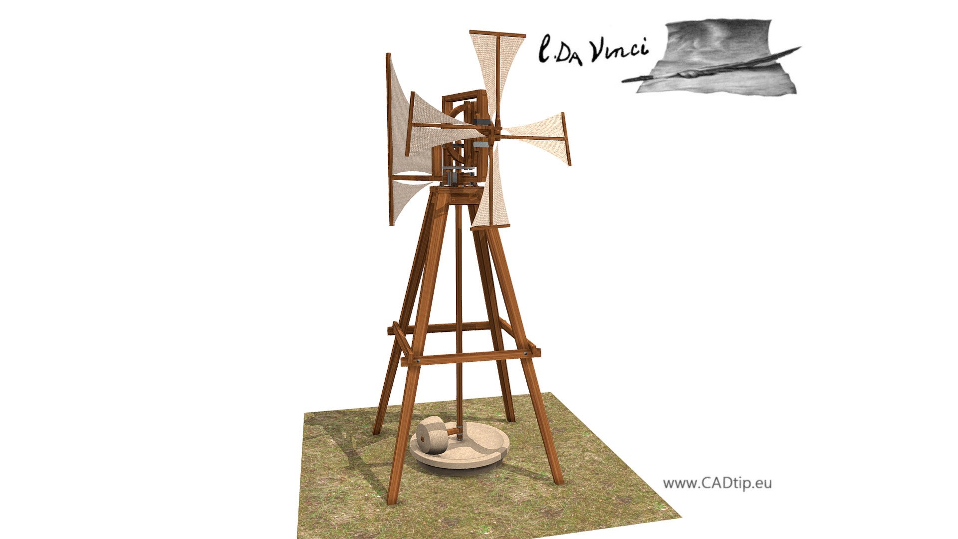 Windmill, Leonardo da Vinci, Codex Madrid II / 0043v.

More: http://leonardo.cadtip.eu/2018/10/28/vetrny-mlyn/ - Windmill - 3D model by Mar.K 3d model