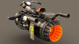 Jetbike -001 bike, motorcycle, hover, jet, dieselpunk, jetbike, blender, vehicle, blender3d, scifi, futuristic, gameasset