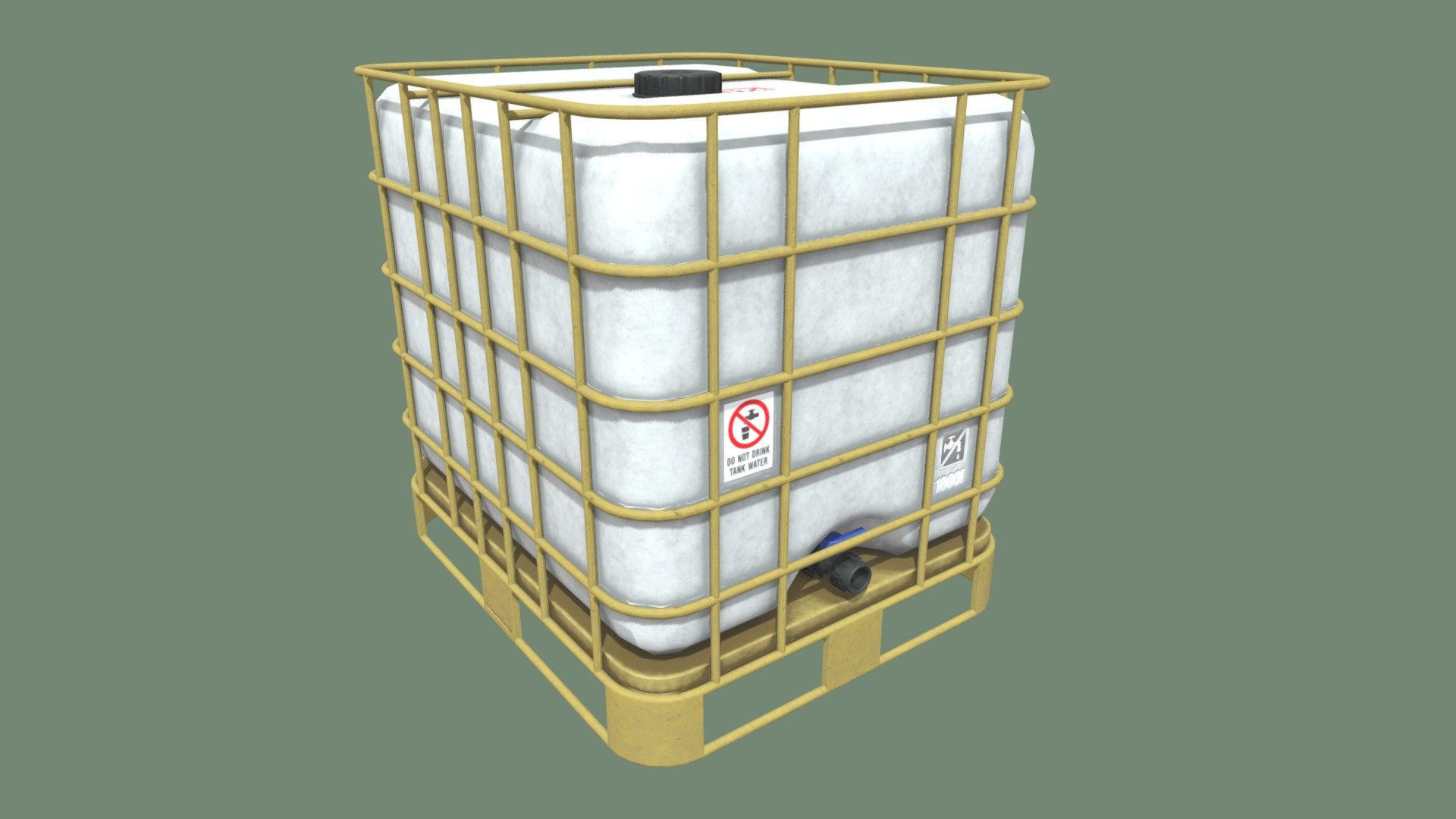 Low poly game-ready water tank prop 3d model