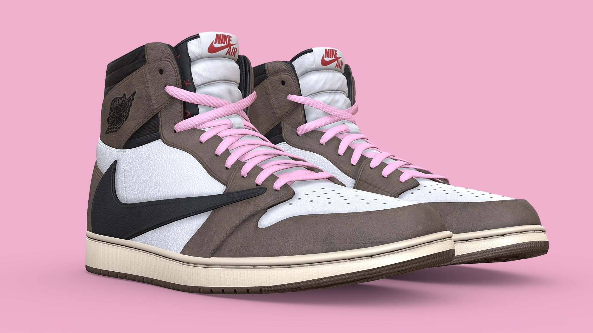 Game Ready, optimized version of my Travis Scott Mocha Jordan 1 shoe

This Low Poly version is included in the full version available here:
https://sketchfab.com/3d-models/jordan-1-travis-scott-mocha-game-ready-1caecac41d3a40b4ac49c98e42608e0f

This version features an optimized mesh. High Poly detail on the sole has been replaced with a baked normal map and the rest of the model has been streamlined to reduce the polycount. 

The model uses just one texture set. Black, White, Red, and Brown coloured laces are included as seperate base color files in the additional files,

This version includes: 
Blender file with linked textures
Fbx 
Obj
Png texture files - Jordan 1 Travis Scott Mocha Game Ready - Buy Royalty Free 3D model by Joe-Wall (@joewall) 3d model