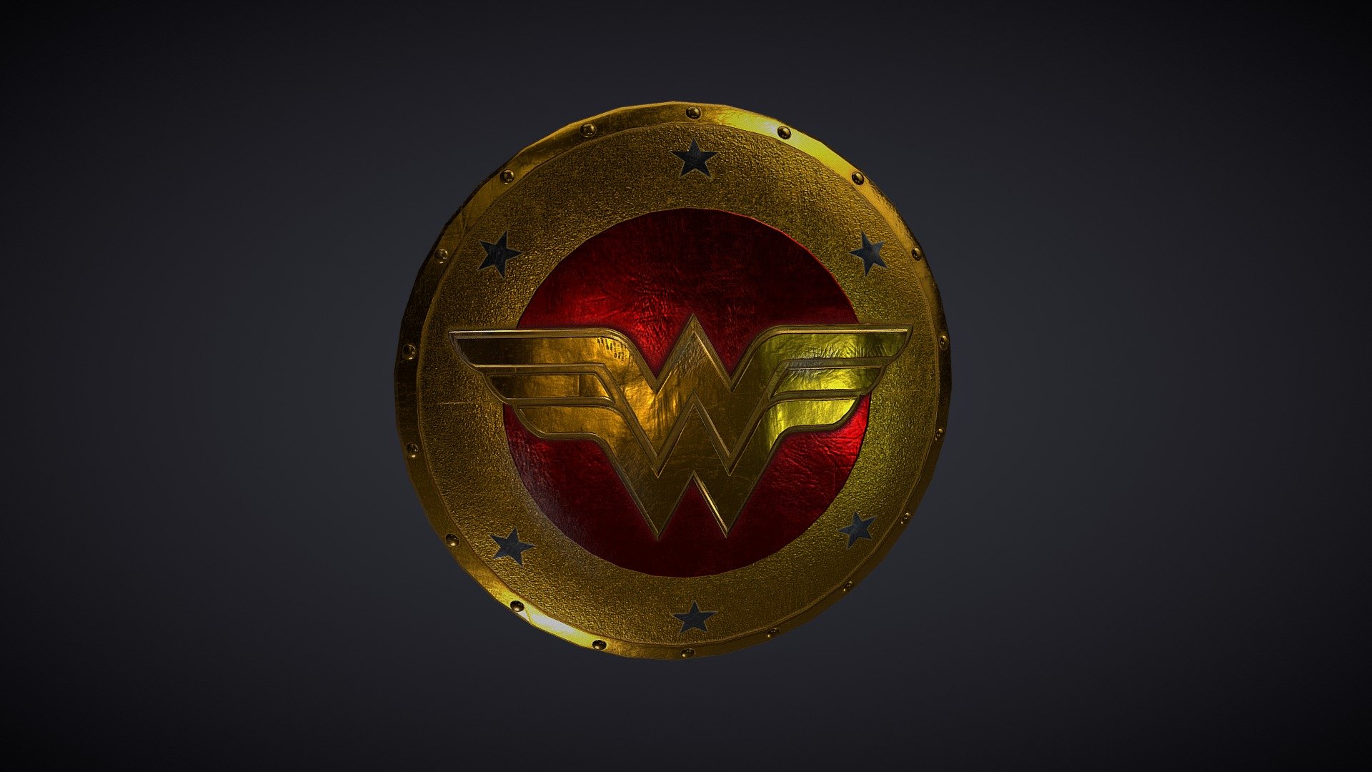 A Wonder Woman Shield in a stylized art, modeled in Maya and textured in Substance Painter - WonderWoman Shield /  Escudo Mulher Maravilha - 3D model by Rodrigo Silva (@rodrigosilva3d) 3d model