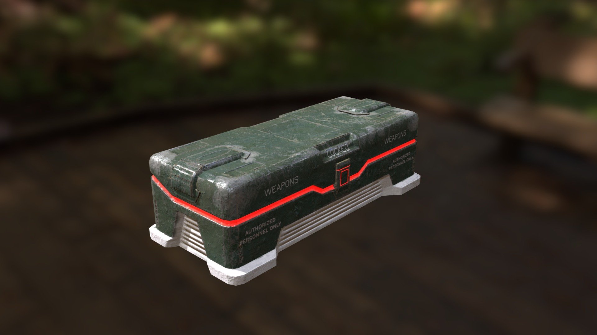 An old, slightly beaten up weapons chest.  Mesh was supplied, I painted the textures in Substance Painter 3d model