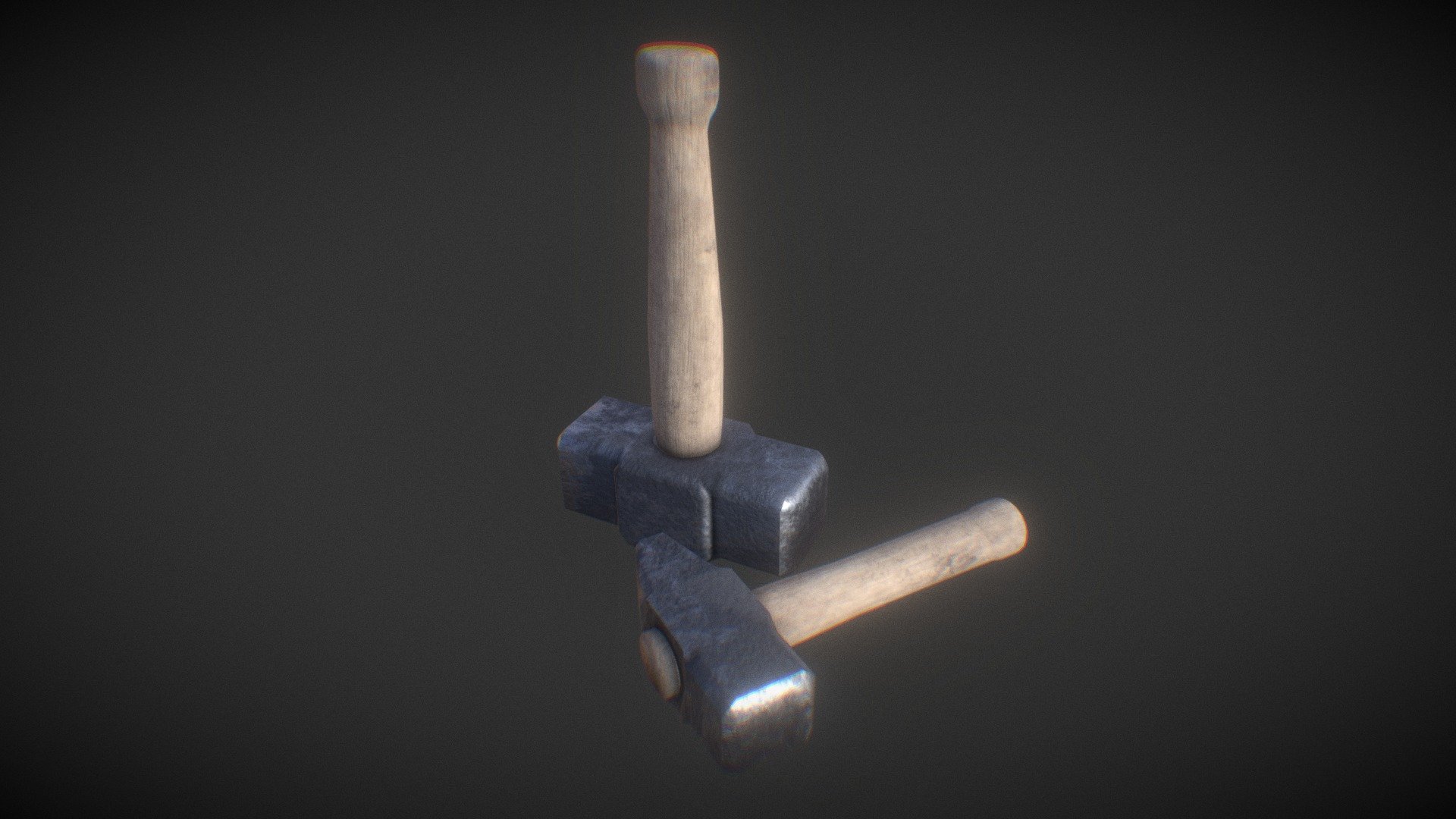 Two models of a hammer. Hand tools in the forge 3d model