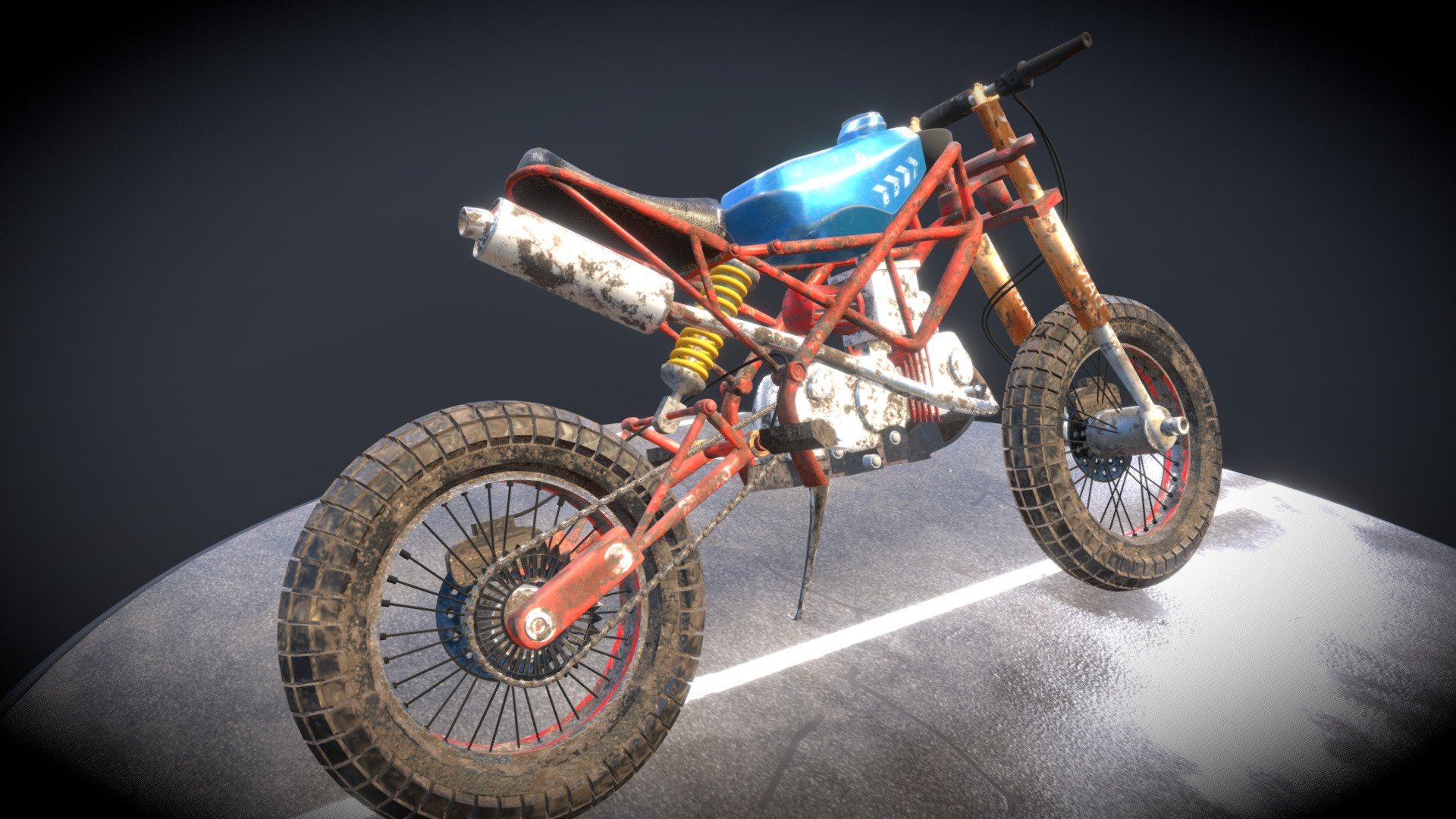 Concept offroad Bike model that i created using blender.I use Substance painter For Texturing 3d model