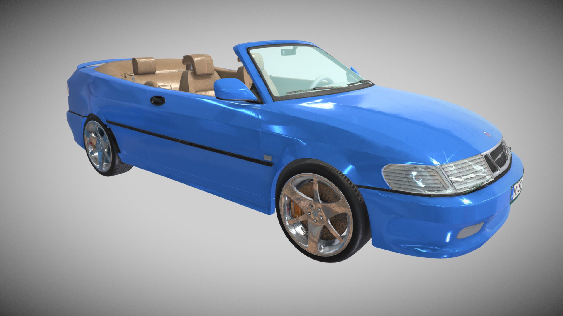 One Material + Glass - Saab Convertible - Buy Royalty Free 3D model by Francesco Coldesina (@topfrank2013) 3d model