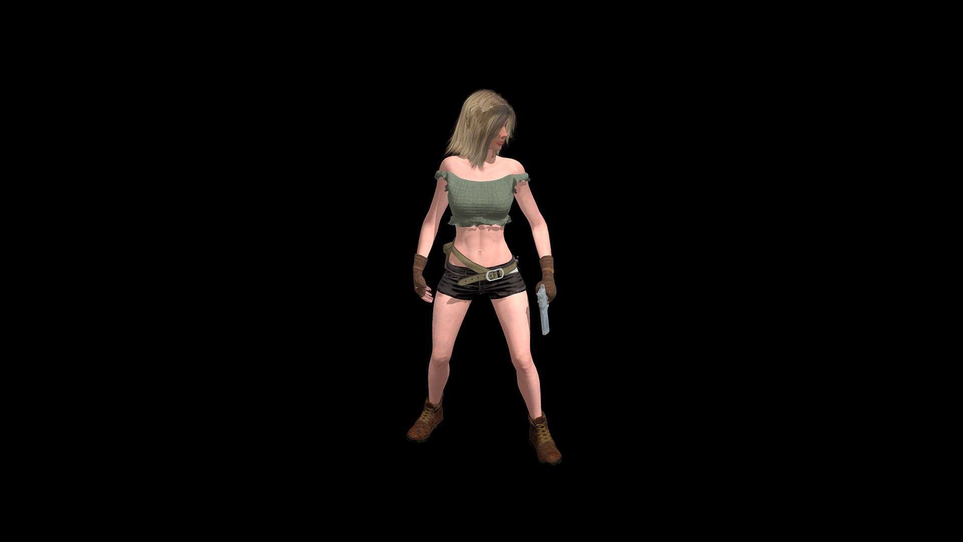 Game model, adventure girl shooting gun. For my game development 3d model