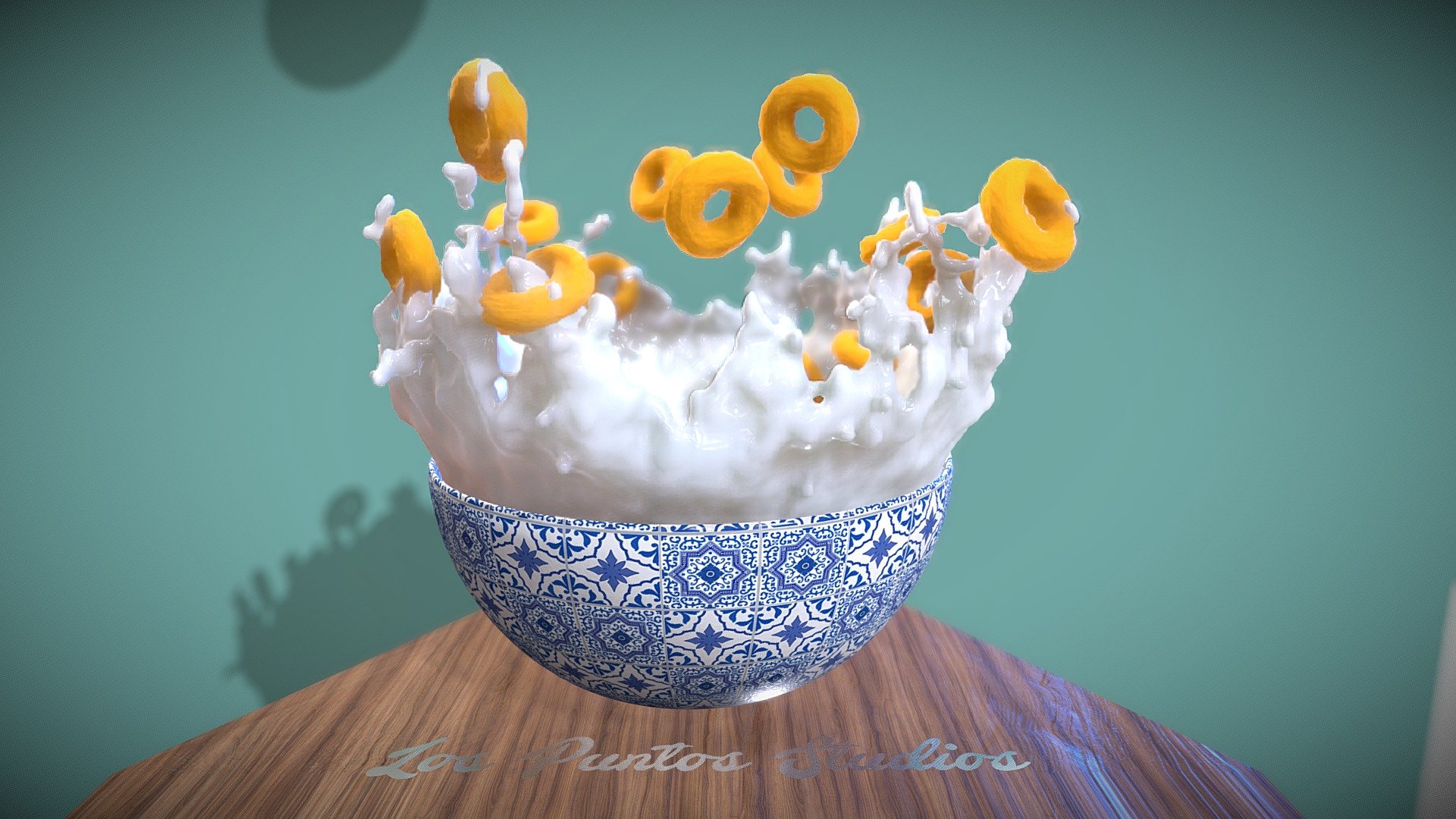A Bowl of Milk and Cereals - Cereal Loops - 3D model by Los Puntos Studios (@guantuma.tf) 3d model