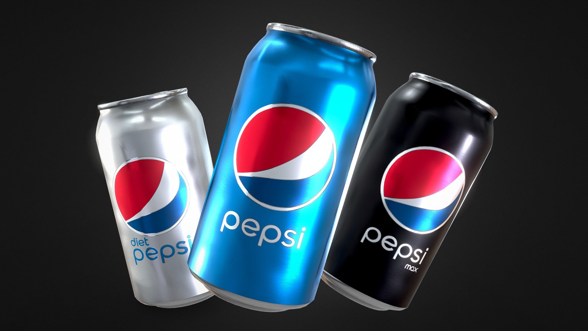 Pack of Pepsi (classic, zero and diet) cans with a PBR workflow, mainly suitable for archviz/realistic purposes, but can also be used for VR/AR projects and as a game asset.

The model contains a Zip file, with:




2 Versions for every file format: Beveled - suitable for subdivision and/or smooth shading, Subdivided - subdivided in advance;

Tailored textures with multiple resolutions (2K, 4K) for a PBR Metalness workflow, such as DIFFUSE/METALLIC/ROUGHNESS/NORMAL, multiple versions of textures - open and closed lid;

Both OpenGL and DirectX normal maps;

An additional preview scene with a camera, lights, and a background;

All model versions include UV unwrapping, appropriate pivot/origin points and object parenting;

Formats: 




fbx.

obj.

dae.

blend.




Scale: Real World - Metric

Dimensions cm: 6.3 x 6.3 x 12.5 (2.5 x 2.5 x 4.9'&lsquo;)

Model parts: 2 (Can and tab)

Geometry: All quads with few appropriate triangles
 - Pepsi Cans - Classic, Zero, Diet, Cola Sodas - Buy Royalty Free 3D model by PatrickZhiaran 3d model