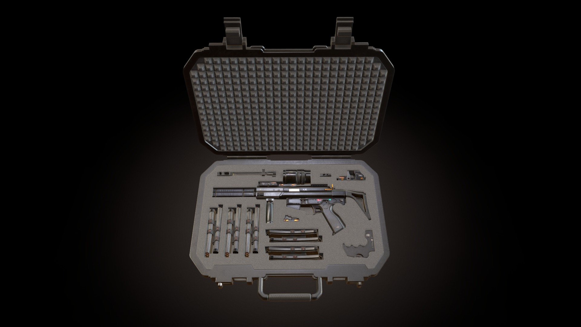 https://www.artstation.com/artwork/EnX3q - ARES TYPHOON M1 SMG (ATTATCHMENTS & GUN CASE) - 3D model by Ilya Palkhouski (@ilyapalkhouski) 3d model