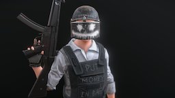 Bank Robber With Riot Helmet