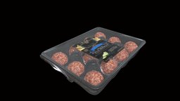 Package of Meatballs packaging, meat, sandwich, hamburger, meals, package, pork, beef, sausage, veal, packaging3d, graund, meatballs