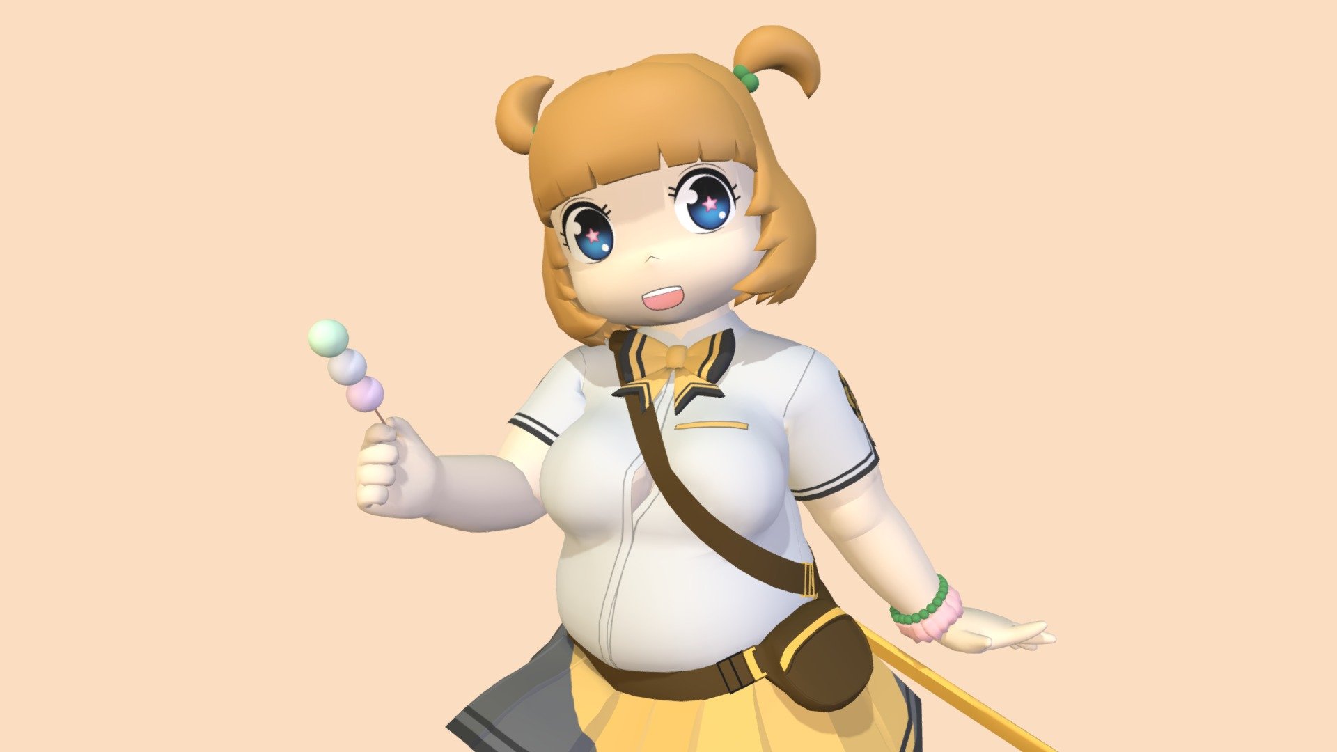 I love this character so much, I just had to make a 3D model of her. She's just so cute!

Rendered version on my Pixiv: https://www.pixiv.net/en/artworks/81338691 - Shinken!! Hasebe Shikiri - 3D model by Nosh59 3d model