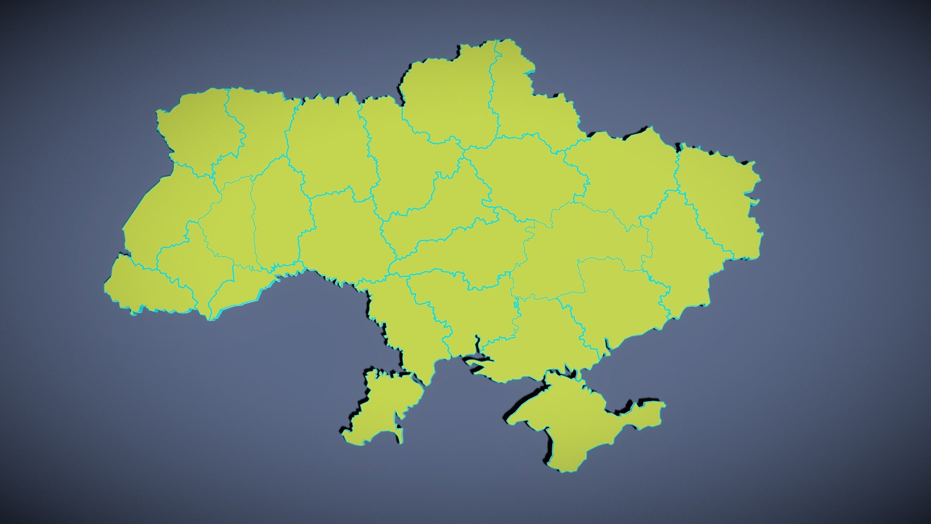 *UKRAINE POLITICAL MAP LAYOUT *  (pre war)

Model made with Blender 2.90.

Good clean topology.

Easy to deform.

Print ready.

Materials applied as seen on renders.

Each county as separate object.

Subdivision ready.

All named correctly 3d model