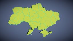 Ukraine Map kiev, map, crimea, ukraine, political, lowpoly, donbas
