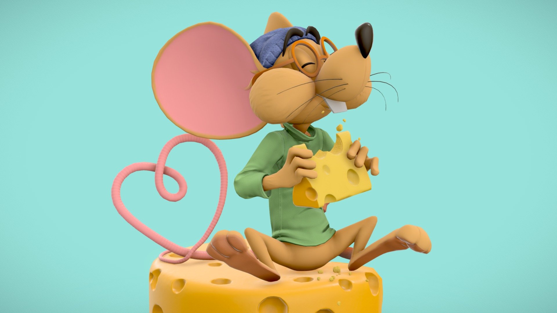 Cheddar is a character originally designed by my friend Ye Aung (https://twitter.com/Yeaunganimation).

This project is another 3D-conversion of a 2D character design. 
He was fist sculpted in ZBrush; then retopo'd/UV'd in Blender (2.92) + Retopoflow + ZenUV + UVPackMaster2 Pro; and finally painted in Substance Painter 3d model