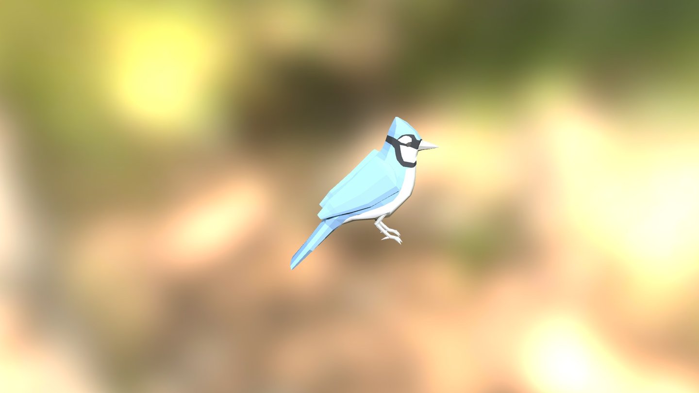 Low poly blue jay bird - 3D model by rageractrulz 3d model