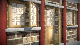 Chinese style Windows siheyuan courtyards style, exterior, windows, roof, window, chinese, model, house, of, door