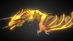 Gran Wyvern Rayo ray, full, wyvern, ready, thunder, charactermodel, character-model, rigged-character, readyforanimation, readyforgame, rigged-and-animation, free, animated, dragon, electric, light