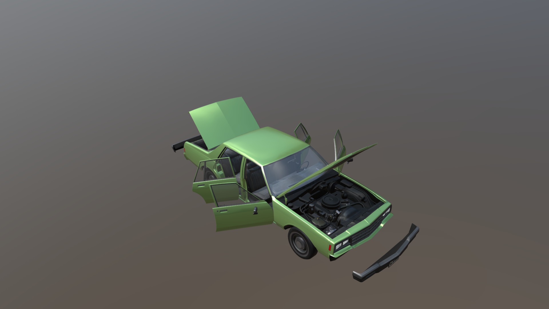 Package Contains a Beautiful Car with fully textured Good Quality Interior and open-able doors, Bonnet, Boot etc. Ready to use in Your game. This model has 4 LODs and using Atlas Texture so it can be used for PC and mobile projects. Perfect for any Games like Third-Person Games, First-Person Games, Car Destruction Games.

Our Real Car 4 and Real Car 4 separated parts are same model.

LOD Details:

Car LODs:

-LOD0: 53854 tris -LOD1: 32873 tris -LOD2: 10031 tris -LOD3: 72 tris

After Purchase you will find unitypackage,obj,fbx,max,mb in Real Car 6.rar file.

Unity3D Ready. Car only using one single Atlas PBR Texture. Car using Five Materials Paint,Body,Glass,Mirror,Rim. Emissive texture for lights included. Model is properly scaled and aligned along Z-axis. Fully textured Good Quality Interior and Exterior. Separated four wheels, Separated steering wheel and dashboard pointers. Ready to animate. Separated Doors and Mirrors. Ready to animate. Separated Front and Back Bumpers. Separated Bonnet and Boot 3d model