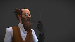 Strange man and his smoke pipe steampunk, 3dcoat, bald, smokepipe, substancepainter, man, zbrush