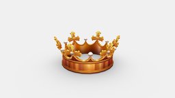 Cartoon copper crown hat, ruby, clothes, crown, queen, king, head, prince, lowpolymodel, handpainted, clothing, royal