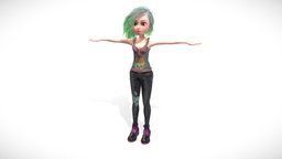 Cute Toon Girl ( Rigged & Blendshapes )
