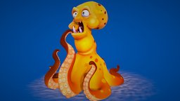 OCTOPUS cute, orange, 8, teeth, octopus, tentacles, ocean, scary, creature, monster