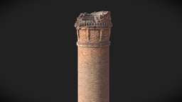 Brick Chimney Ruin Scan tower, tall, ruin, abandoned, drone, high, brick, big, ready, realistic, old, real, furnace, chimney, photoscan, photogrammetry, game, pbr, scan, stone, building, factory, industrial