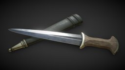Baselard Dagger medieval, historical, scabbard, substance_painter, baselard, weapon, blender, dagger