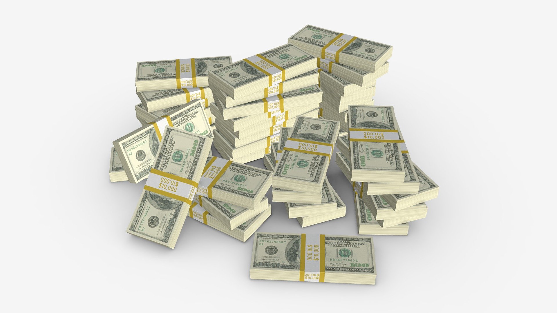 American dollar bundles large set - Buy Royalty Free 3D model by HQ3DMOD (@AivisAstics) 3d model