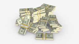 American dollar bundles large set money, paper, business, american, currency, dollar, bank, bill, note, finance, stack, bundle, cash, tied, hundred, heap, 3d, pbr, banknotes, rubbers
