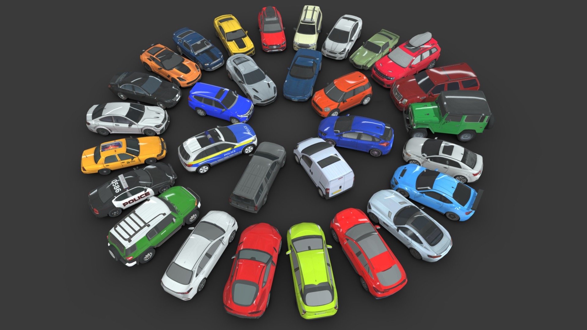 City Cars Pack 2

Full car pack low-poly (30 models)

This pack includes 30 vehicles which are low-poly. You can use all of these vehicles in your games.

Low poly

30 models

Average poly count: 3/000 tris.

Textures size : 2048 * 2048

(BMP)_10241024(bmp)_30003000(bmp)_512*512(bmp)

Textures High Quality - City Cars Pack 2 - Buy Royalty Free 3D model by Sidra (@sajadrabiee.1994) 3d model