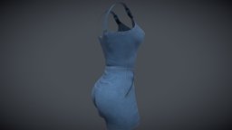 Female Denim Shorts Overalls cute, fashion, shorts, girls, clothes, summer, womens, overalls, wear, denim, coveralls, pbr, low, poly, female, blue