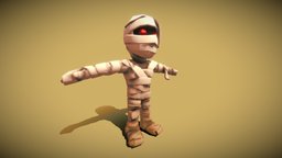 Low Poly Cartoon Mummy egypt, tombstone, death, pyramid, undead, mummy, egyptian, burial, pharaoh, memorial, corpse, casket, tomb, zombie