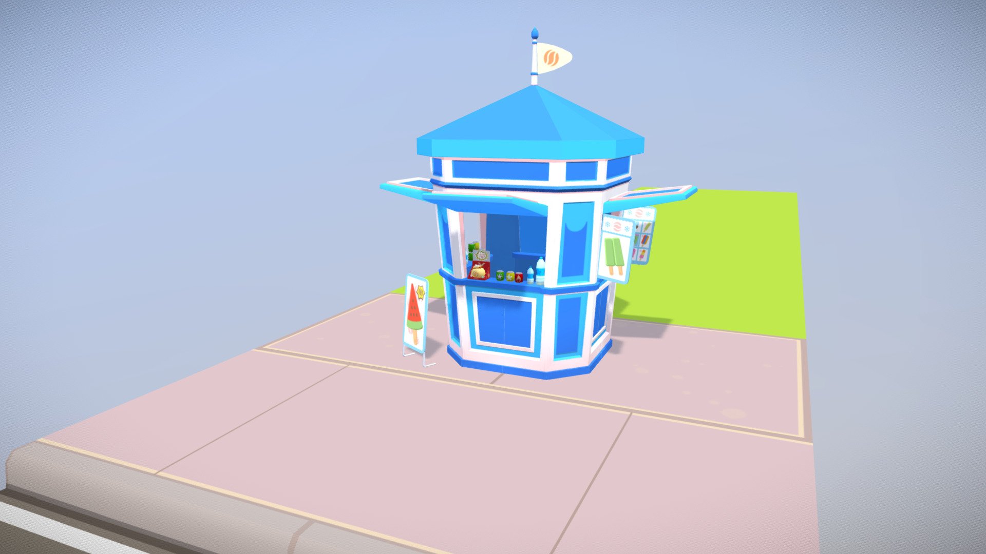 This is a typical promenade's kiosko from Malaga, full of candys and happiness. :3

The windows are separated in case you want to close one of them 3d model